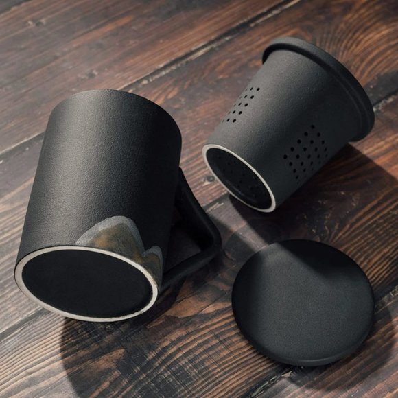 Japanese Ceramic Tea Cup Mug with Filter + Saucer - Picture 9 of 11